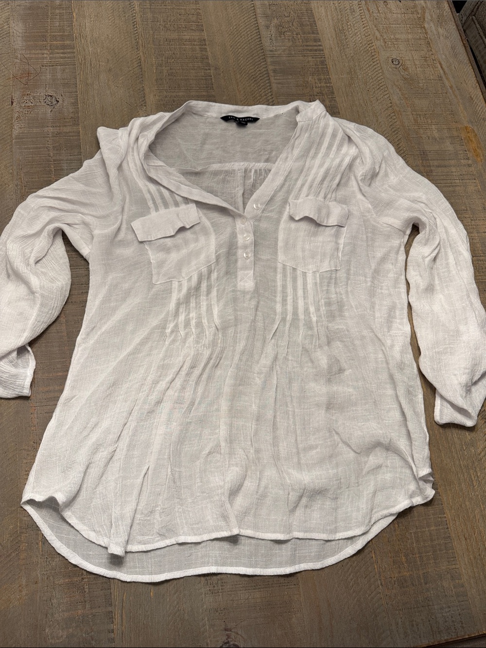 Zac & Rachel White Pintuck Henley Tunic Top